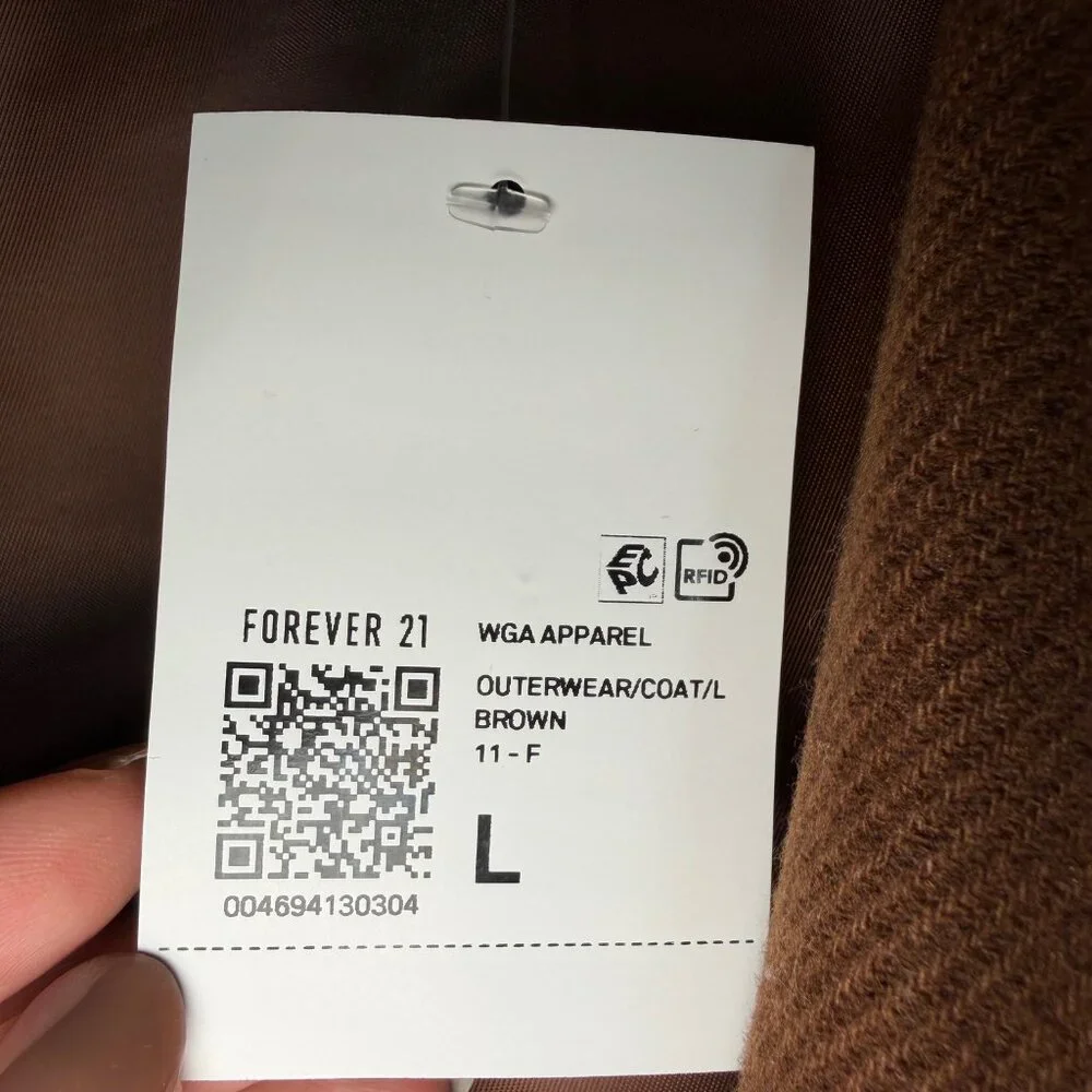 Brown Belted Canvas Duster Coat Large - NEW
